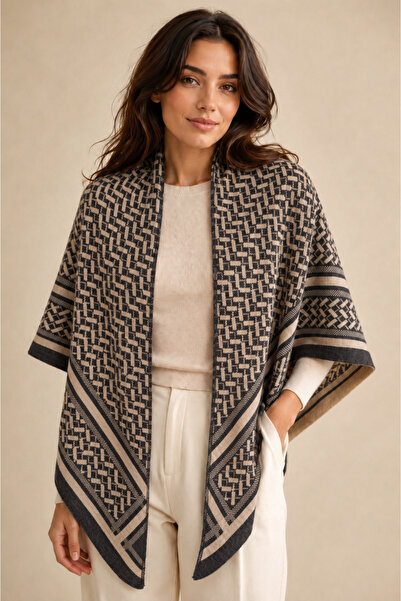 Sebir Moda Patterned Triangle Knitwear Shawl