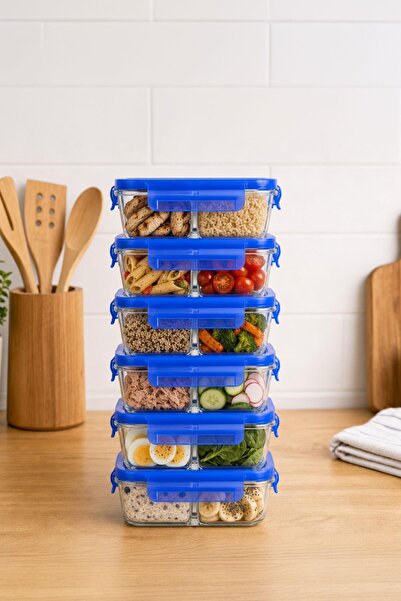 SELKA HOME Lina 6-Compartment Glass Storage Container