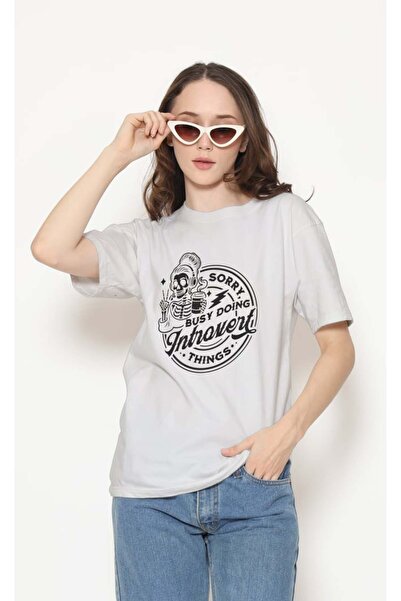 buzagi tasarım ürünleri Sarkastik Regular Fit Unisex White T-Shirt