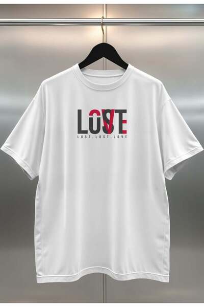 buzagi Organic Cotton Digital Printed Oversize White T-Shirt