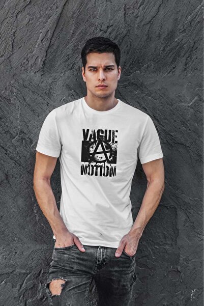 buzagi tasarım ürünleri Vague Digital Print Regular Fit White Unisex T-Shirt
