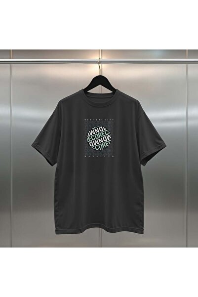 buzagi tasarım ürünleri Core Digital Print Black and White Oversize Unisex T-...