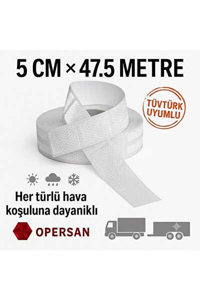 opersan شريط عاكس أبيض مقطع إلى أجزاء 5 سم × 50 متر - شريط تحذير مقطع من نوع ...