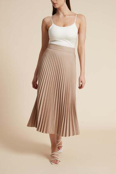 mica Plain Pleated Midi Skirt