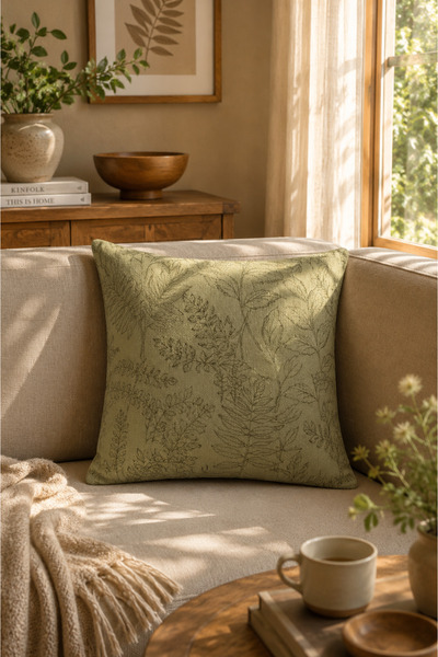 Typoniq Attitude Included Nature Sketch Premium Woven Khaki Throw Pillow Cove...