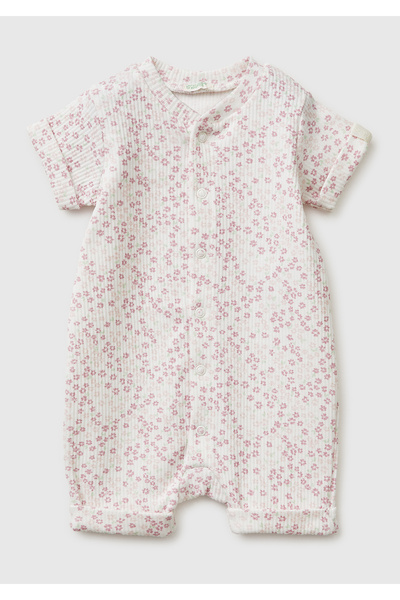 United Colors of Benetton Baby light pink all-over print round neck snap-clos...