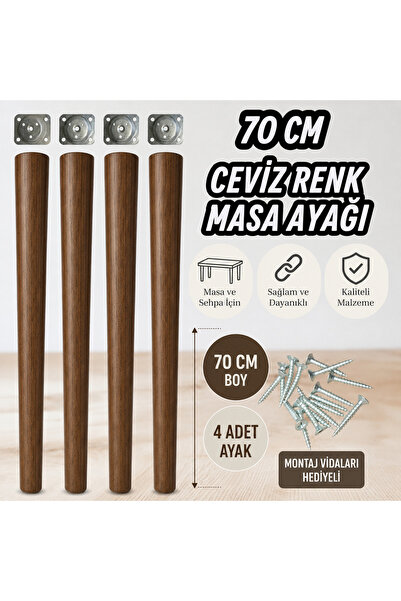 Ema orman 70 cm ceviz renk 4 adet konik masa ayak(aparat dahil)