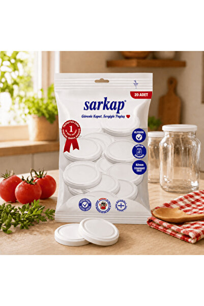 Sarkap Hijyenik Paketli 20'li 82 mm Kavanoz Kapak - Beyaz