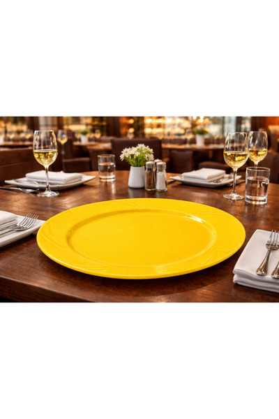 Ambalaj Evi Kristal Yuvarlak Mika Tabak 6 Lı 23 Cm Mika Tabak Sarı