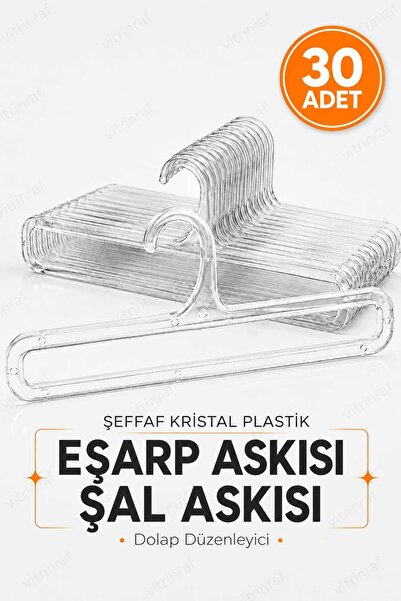 vitrinraf Şeffaf Kristal Plastik Eşarp Askısı  30 Adet