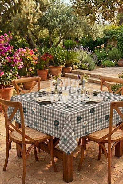 Çt Çeyizci Tekstil Digital Printed Tablecloth Table Cloth 170X170 cm Stain-Re...