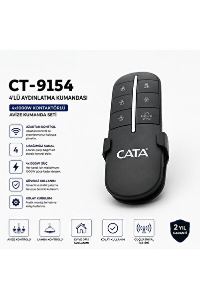 Cata CT-9154 4'lü Aydınlatma Kumandası 4x1000W Kontaktörlü Avize Kumanda Seti...