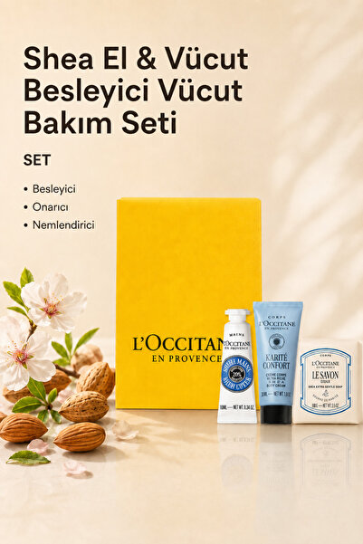 L'Occitane Shea El & Vücut Bakım Üçlü Hediye Seti, Özel Kutulu, Shea El Kremi...