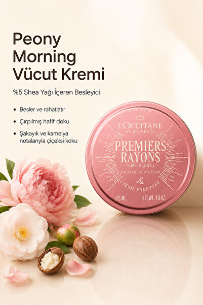 L'Occitane Peony Morning Vücut Kremi, Besleyici, %5 Shea Yağı İçeren, Şakayık...