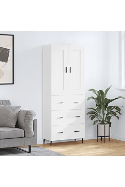 Concept Dulap înalt, alb, 69,5x34x180 cm, lemn compozit