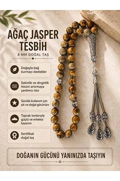 OSMANLI DOĞAL TAŞ Ağaç Jesper Natural Stone Prayer Beads 8mm