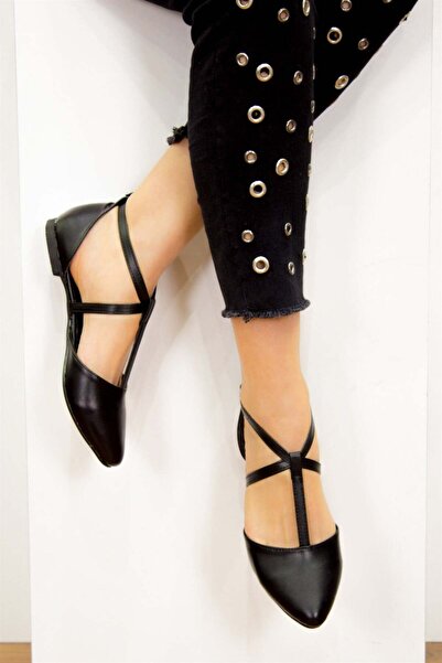 Fox Shoes Balerina neagră de damă D726537309