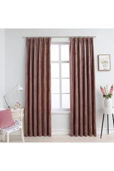 Concept Draperii opace 2 buc. roz antichizat 140x175 cm catifea cârlige