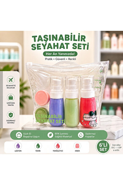 Seyahat Seti 6'lı Çantalı Renkli