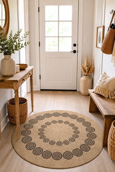 SANRUGS Home & Living Yıkanabilir Sisal Jüt Dokuma Hasır Halı Kilim Bej Kahve...