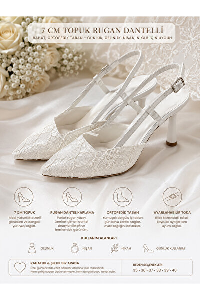 Lebibe Shoes LISA Pantofi de damă, albi, cu vârf ascuțit, cu toc de 7 cm, cu ...