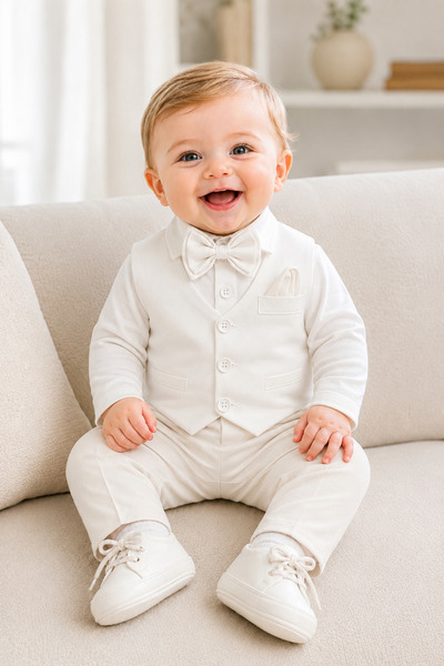 Calide Baby&Kids Erkek Bebek Papyon & Kravatlı Özel Gün Kıyafeti - 7'li Set M...