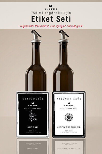 KHAKMA Olive Oil Sunflower Oil Bottle Label 70X100 mm – Water and Oil Resista...