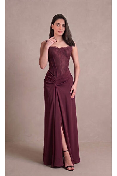 DVINA Oudi Lace Crepe Corset Evening Dress