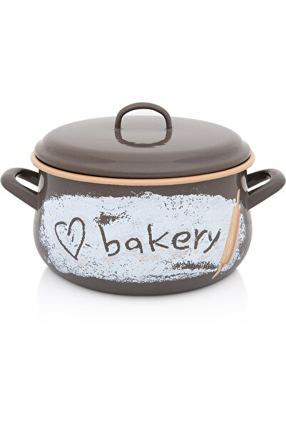 Metalac Oala 6.5l cu capac din sticla Bakery Metalacemail/24cm/6.5l
