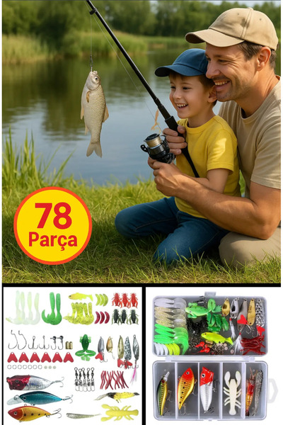 TOYFEST Yapay Olta Yemleri Ve Balık Tutma Aksesuarı Seti 78 Parça - DİKKAT OL...