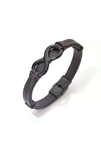 TORO NERO Brățară bărbătească din piele naturală maro Infinity mare
