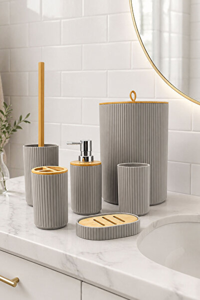 Vichy 6-Piece Bathroom Set Soap Dispenser Toothbrush Holder Liquid Soap Dispe...
