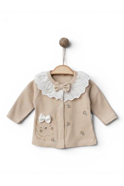 Mou&Kou Baby Girl Newborn 5-Piece Hospital Discharge Set with Lace Collar, Gift Cotton Pink Set in Box