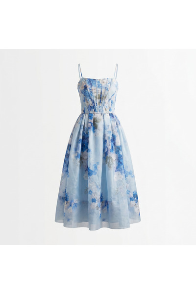 Mazelf Baby&Kids Wear Zmr Detailed Blue Hydrangea Princess Dress