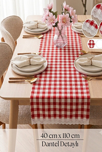 zarafet concept Modern Dekoratif Dantel Detaylı Vintage Runner 40x110cm