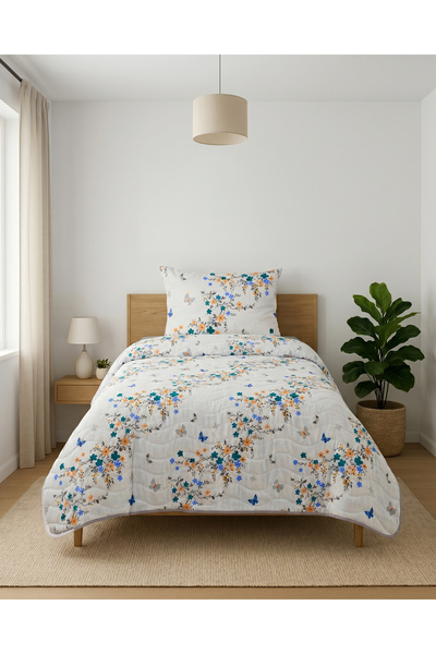 DONATEV Single Cotton Quilted Multi-Purpose Bedspread & Bed Coverlet Flower G...