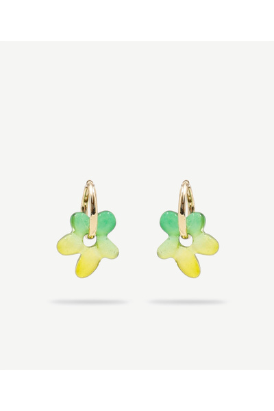 Yargıcı Flower Dangle Hoop Earrings