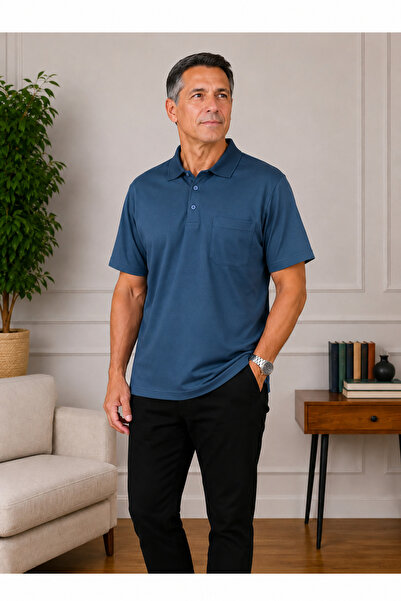 BURSPA Relaxed Fit Collared Pocketed Men's Dad Summer T-Shirt