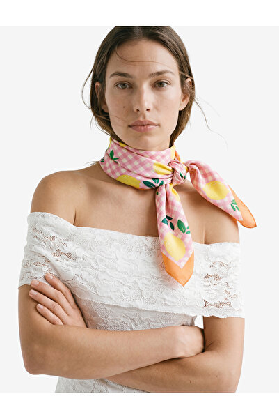 Koton Viscose Blended Square Lemon Patterned Scarf - X Sibil Çetinkaya