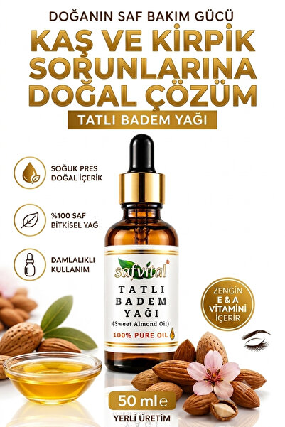 safvital زيت اللوز الحلو 50 مل، معصور على البارد، نقي 100%، زيت العناية بالبش...
