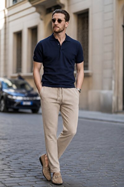 Madmext Beige Regular Fit Men's Trousers E6572