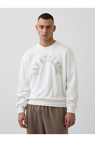 GAP Erkek Beyaz VintageSoft Terry Oversized Athletic Sweatshirt
