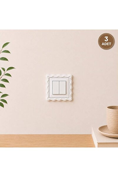 Wave Patterned Socket And Switch Frame Adhesive 3 Pieces Stylish Design Standard Size 8.4 cm Inner diameter