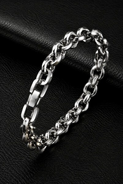 OSMANLI GÜMÜŞ Men's Steel Bracelet - 9 mm Force Chain Steel Bracelet