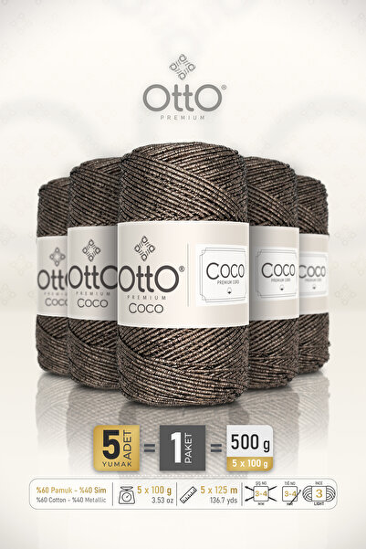 Otto Coco - Mink - Pachet de 5 bucăți - 2mm/100gr/125m - Șnur din bumbac cu s...