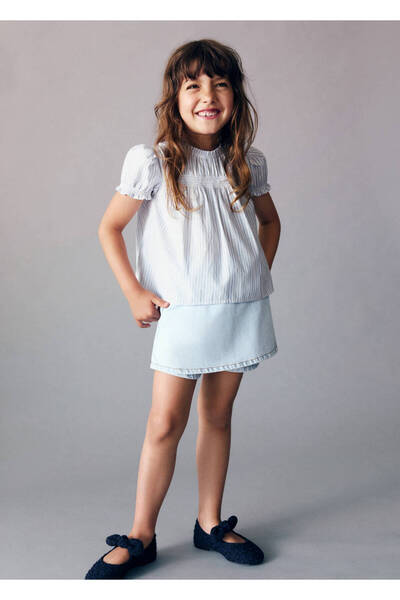 MANGO Baby Blouse with Drawstring Stripes
