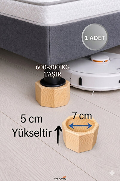 iDekor Robot Süpürge İçin Doğal Ahşap Baza Yükseltici, "5 CM yükseltir" | Oyu...