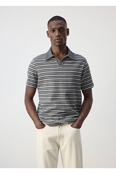 MANGO Man Çizgili regular fit pamuk polo