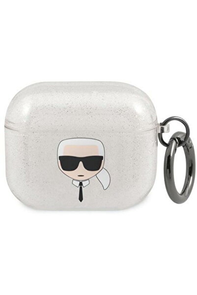 Karl Lagerfeld Husa Glitter Karl's Head Airpods 3 Argintiu