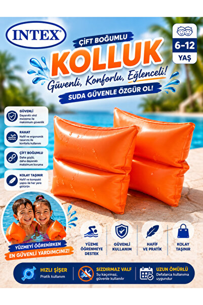 ideal STORE İNTEX 59642EU ÇİFT BOĞUMLU KOLLUK KIRMIZI 25X17 6-12 YAŞ